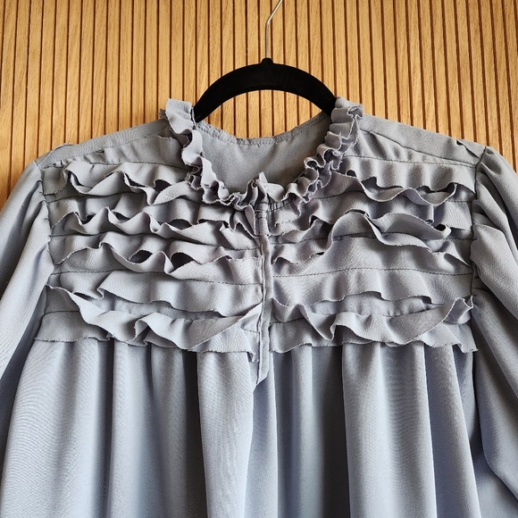 Storets Ruffle Blue Blouse - Picture 2 of 8